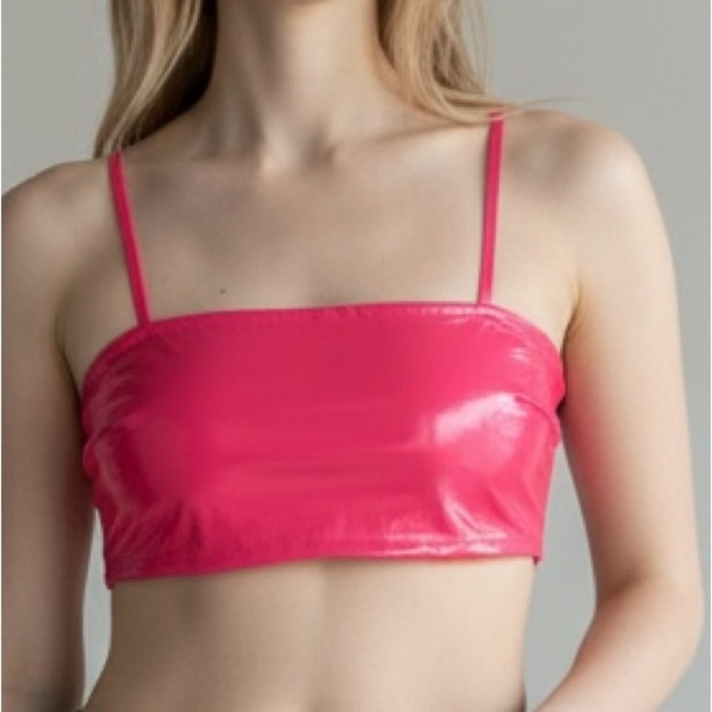 NWOT L*Space glossy hot pink bikini top
